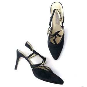 Marino Boutique Black Suede Slingback Heels